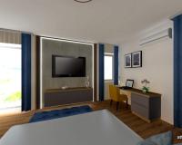 Hálószoba modern TV és dolgozó sarokkal